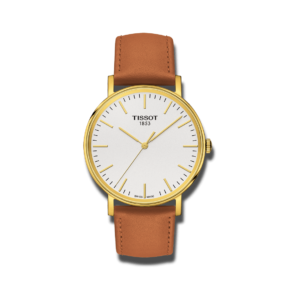 Tissot Everytime Medium Armbanduhr mit silberfarbenem Zifferblatt und Kalbsleder-Armband
