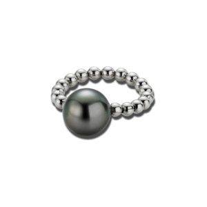 Gellner Ringe Silber 925. Gellner Flex Ringaus 925 weißes Silber mit Tahiti-Perle.