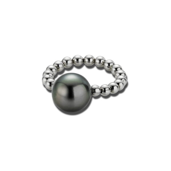 Gellner Ringe Silber 925. Gellner Flex Ringaus 925 weißes Silber mit Tahiti-Perle.